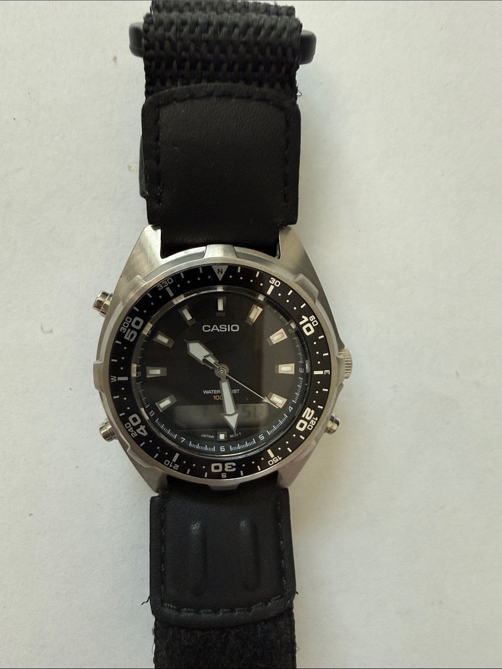 Casio AMW 340 Dial Silver-Tone Bezel Watch